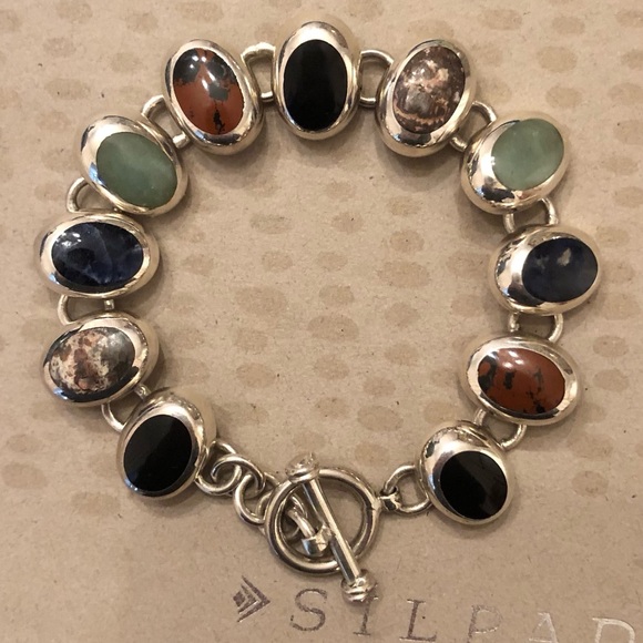 Rare Vintage Silpada Sterling Silver and Natural Multi-Stone Bracelet EB428 - Picture 3 of 16